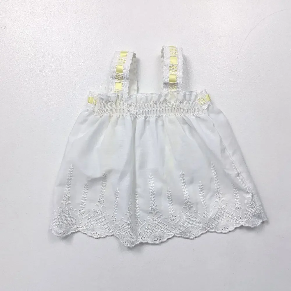 Vintage Healthtex Tank Top Baby Girls Sz 6m White Eyelet Boho Basic Casual